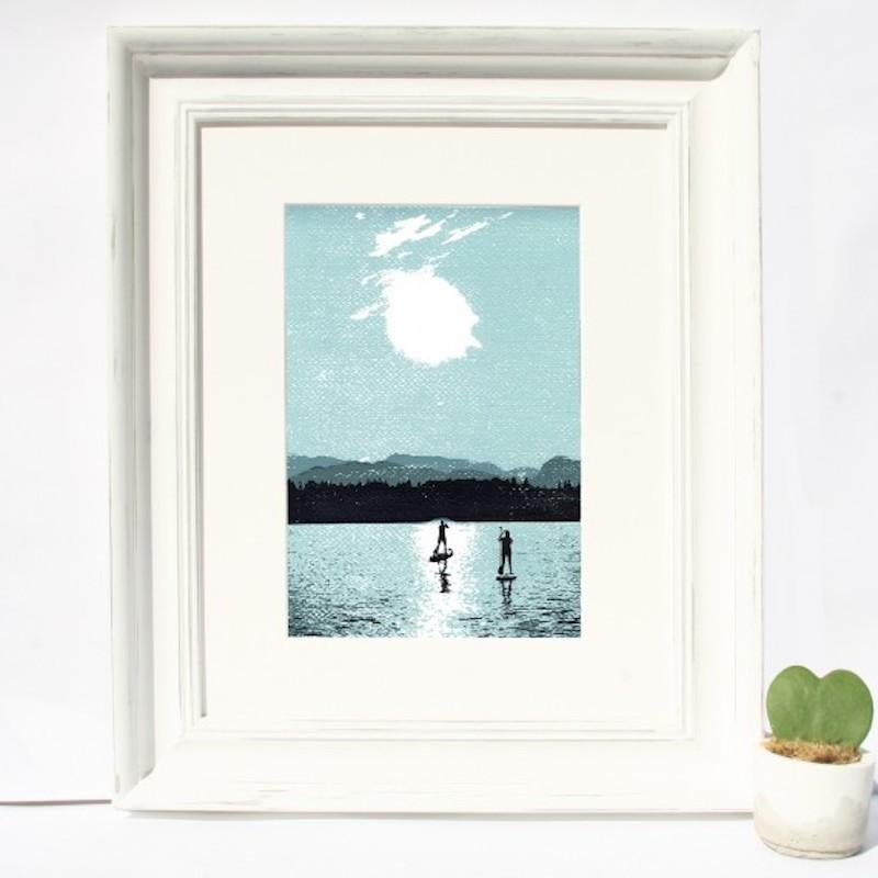 Board Meeting By Katie Edwards screen print, water, landscape, paddling, summer For Sale 1