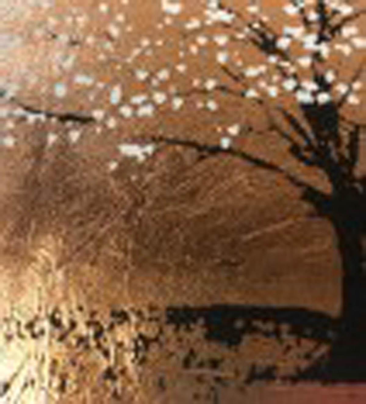 Copper Seasons, Katie Edwards
Limited Edition Original Silkscreen Print of 10
Signed by the artist
Mounted Size: H 56cm x W 71cm
Image size: H 37cm x W 51.5cm

Copper Seasons’Original Handmade Silk Screen Print of Trees on Copper Leaf

Copper