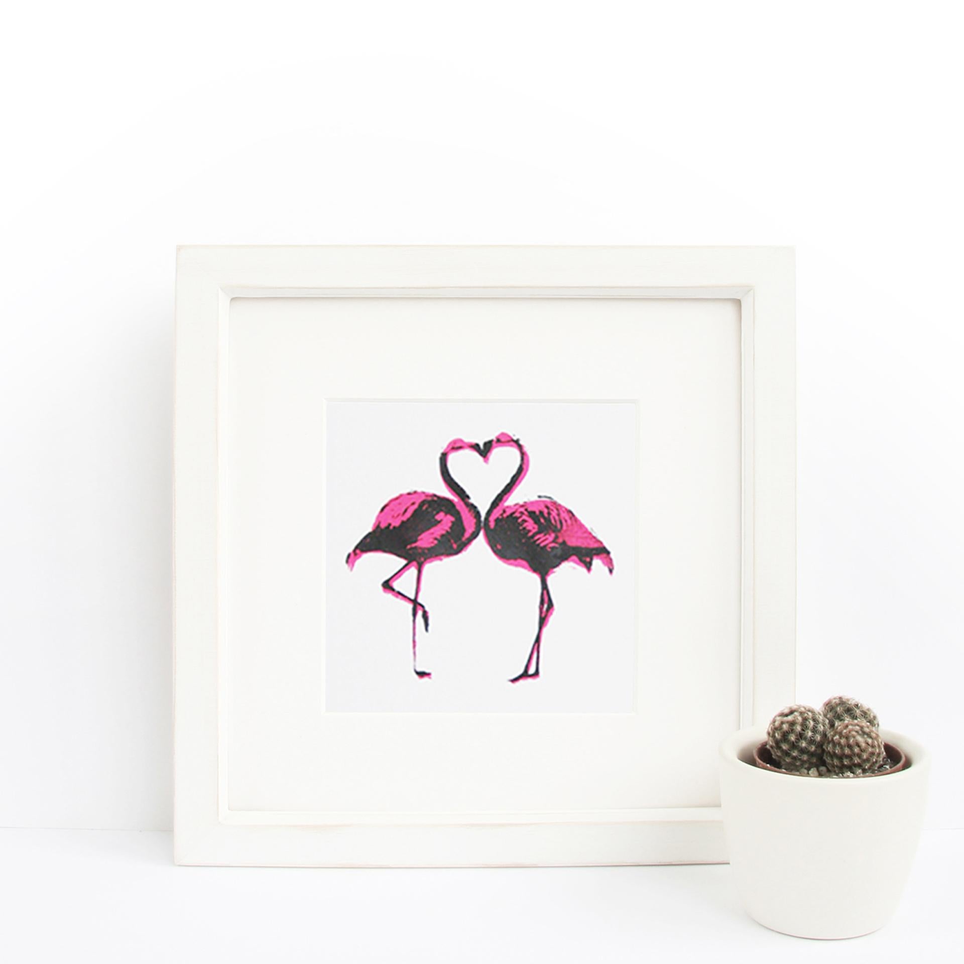 flamingo heart painting