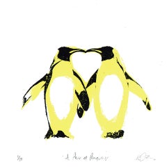 Katie Edwards, A Pair of Penguins, Affordable Art, Animal Art, Love Art