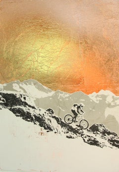 Katie Edwards, All Down Hill From Here Original Silkscreen Print on Copper Leaf