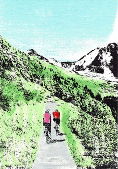 Katie Edwards, Exploring The Alpines,  Limited Edition Print, Cycling Art