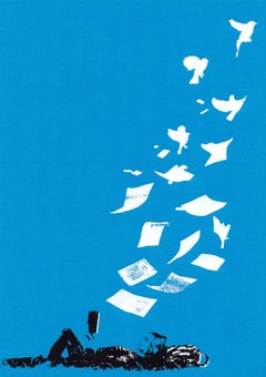 Katie Edwards, Flying Low, Original Silkscreen Print, Affordable Art, Book Art