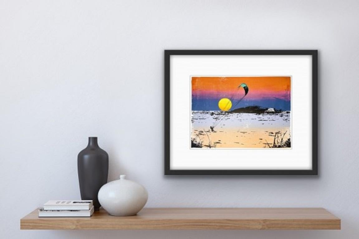 Katie Edwards, Sunset Kitesurf, Landscape limited edition print 1