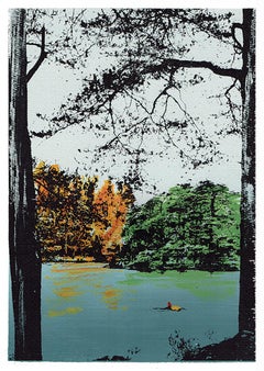 Swim Free, Swim Wild By Katie Edwards, screen print, colourful, landscape