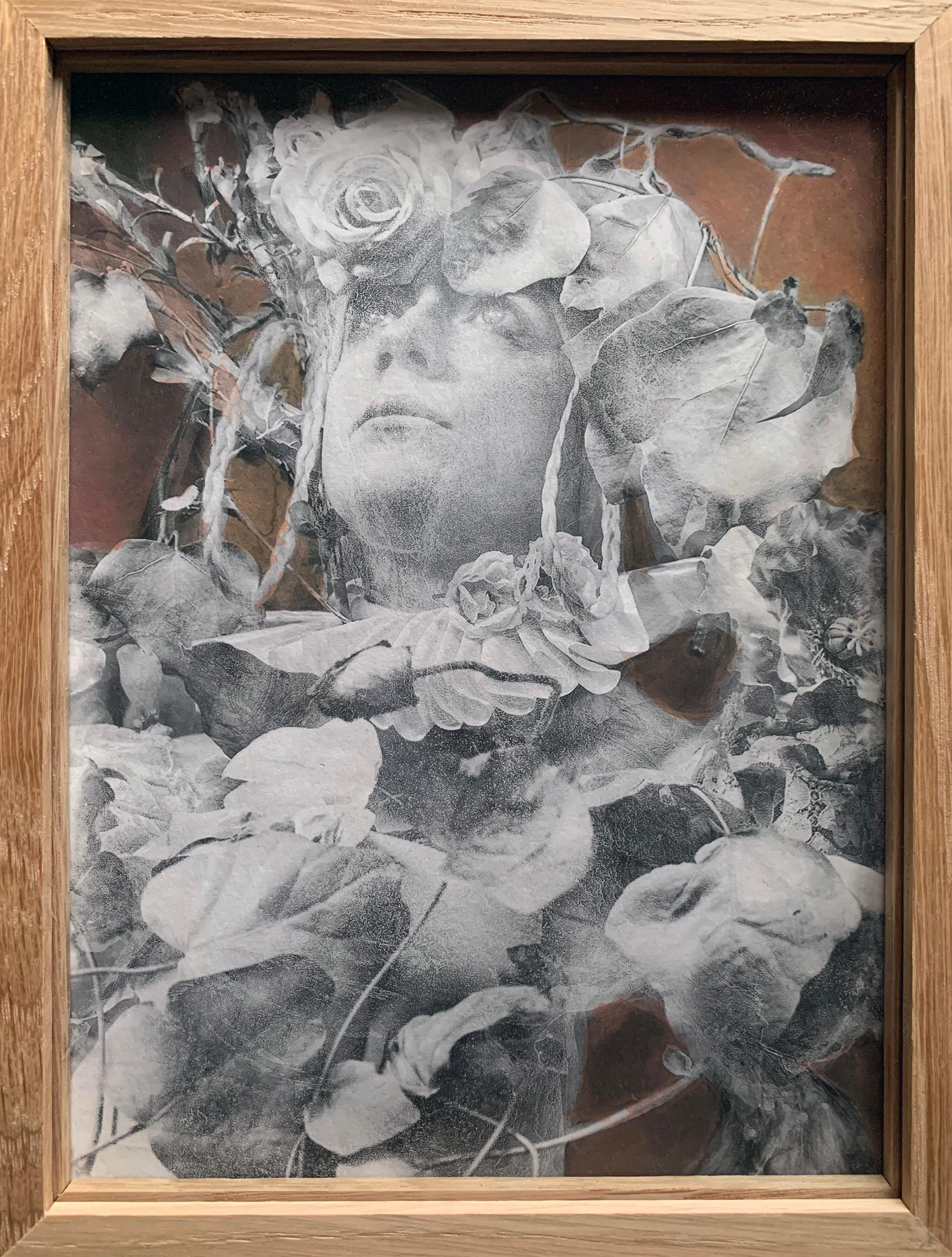 Sweet Violet... Hand Photographic Print, in Oak frame and antireflective glass - Brown Figurative Photograph by Katie Eleanor