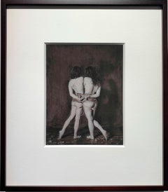 'Omphalopagus monster', Two female nudes tighten, Unframed tinted Photograph