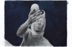 Impresión coloreada a mano Detalle del retrato de una criatura diabólica inmovilizada en mármol