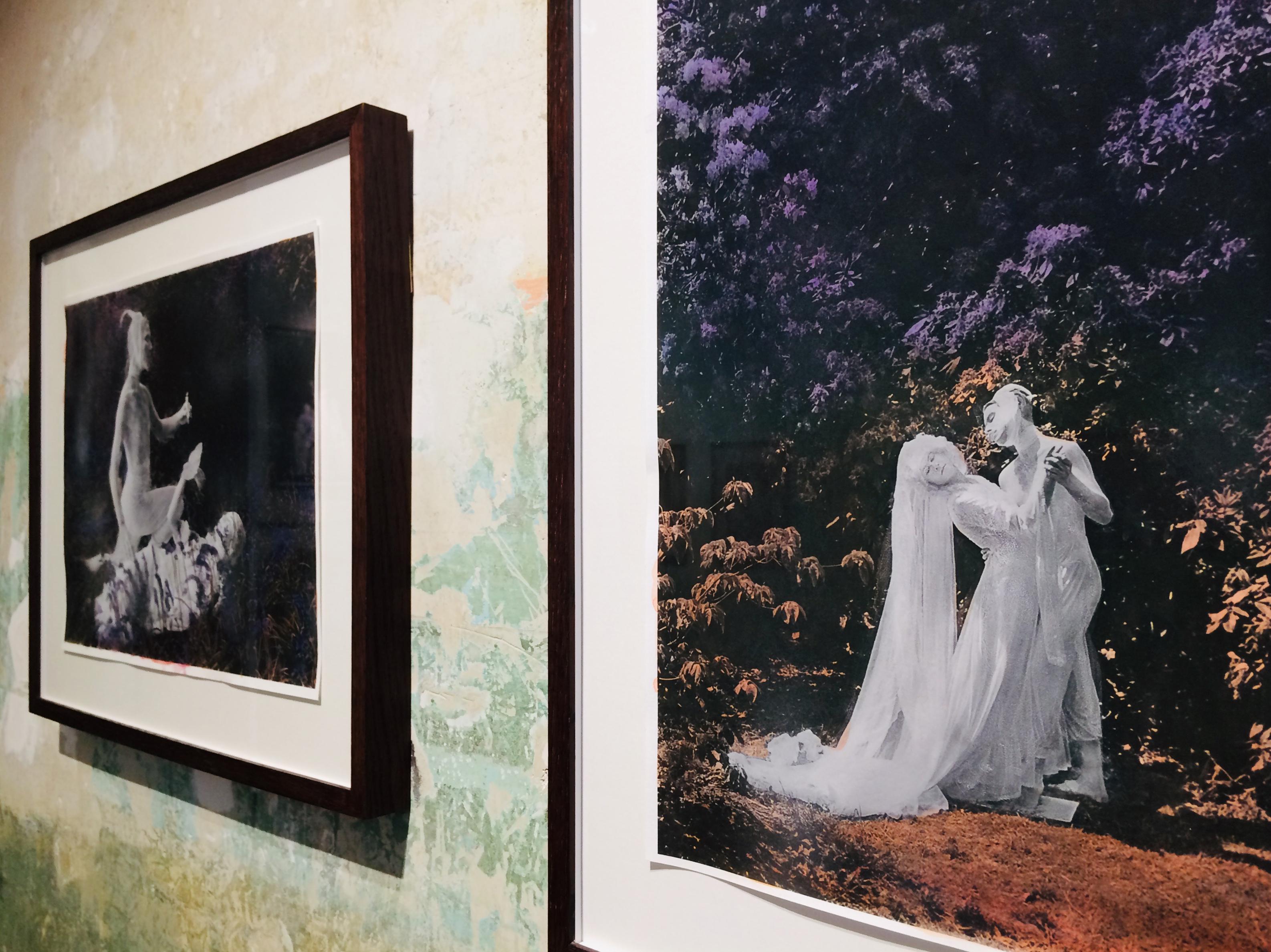 Otherworldly lovers, immobilised in marble, Dancing in blooming Garden - Romantic Print by Katie Eleanor