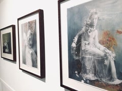 Watercolour Photo Print of Male as Daphne with Flowers as Marble Sculpture