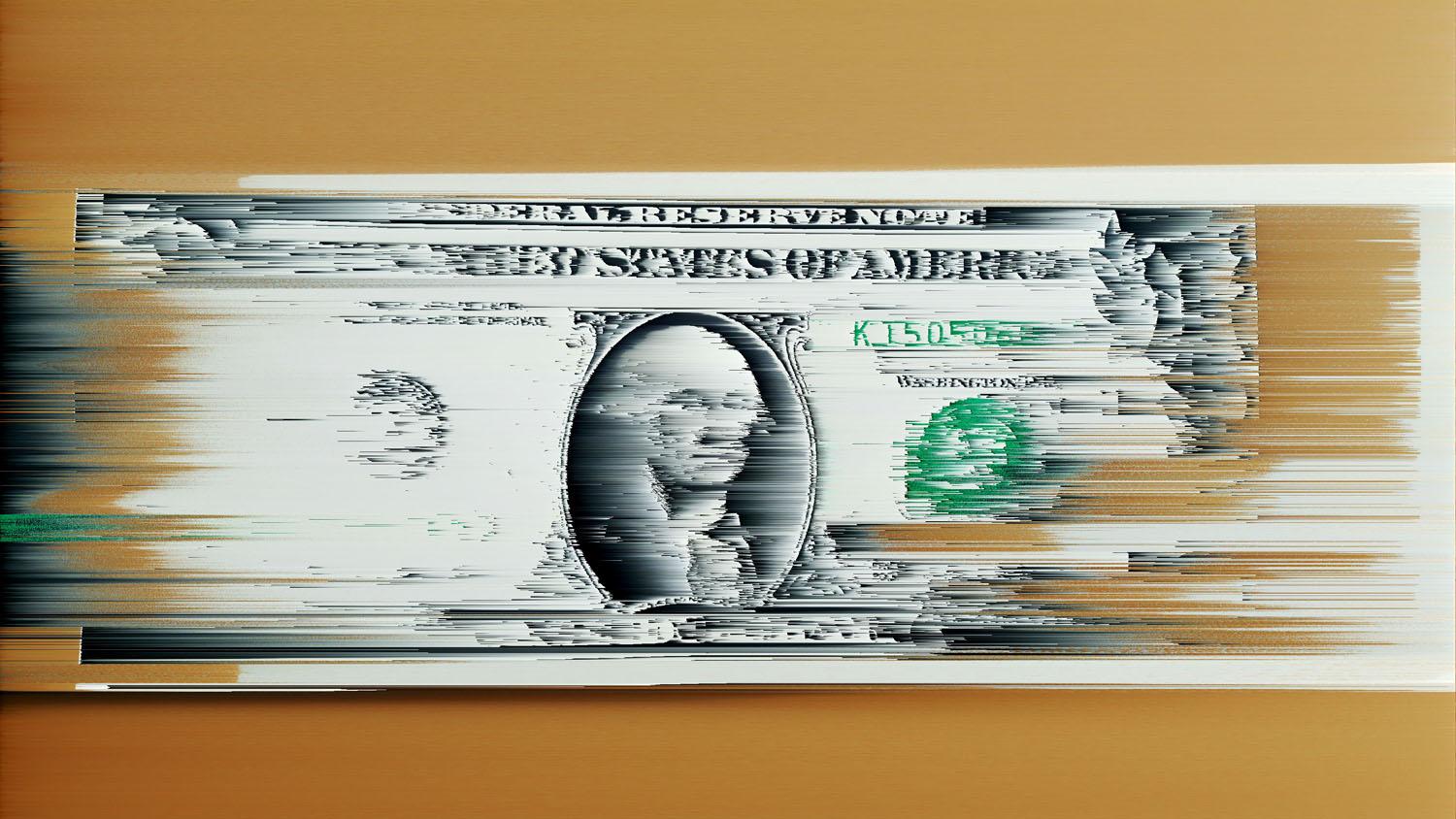 Dollaro, opera d'arte digitale, fotografia pop art in edizione limitata su alluminio