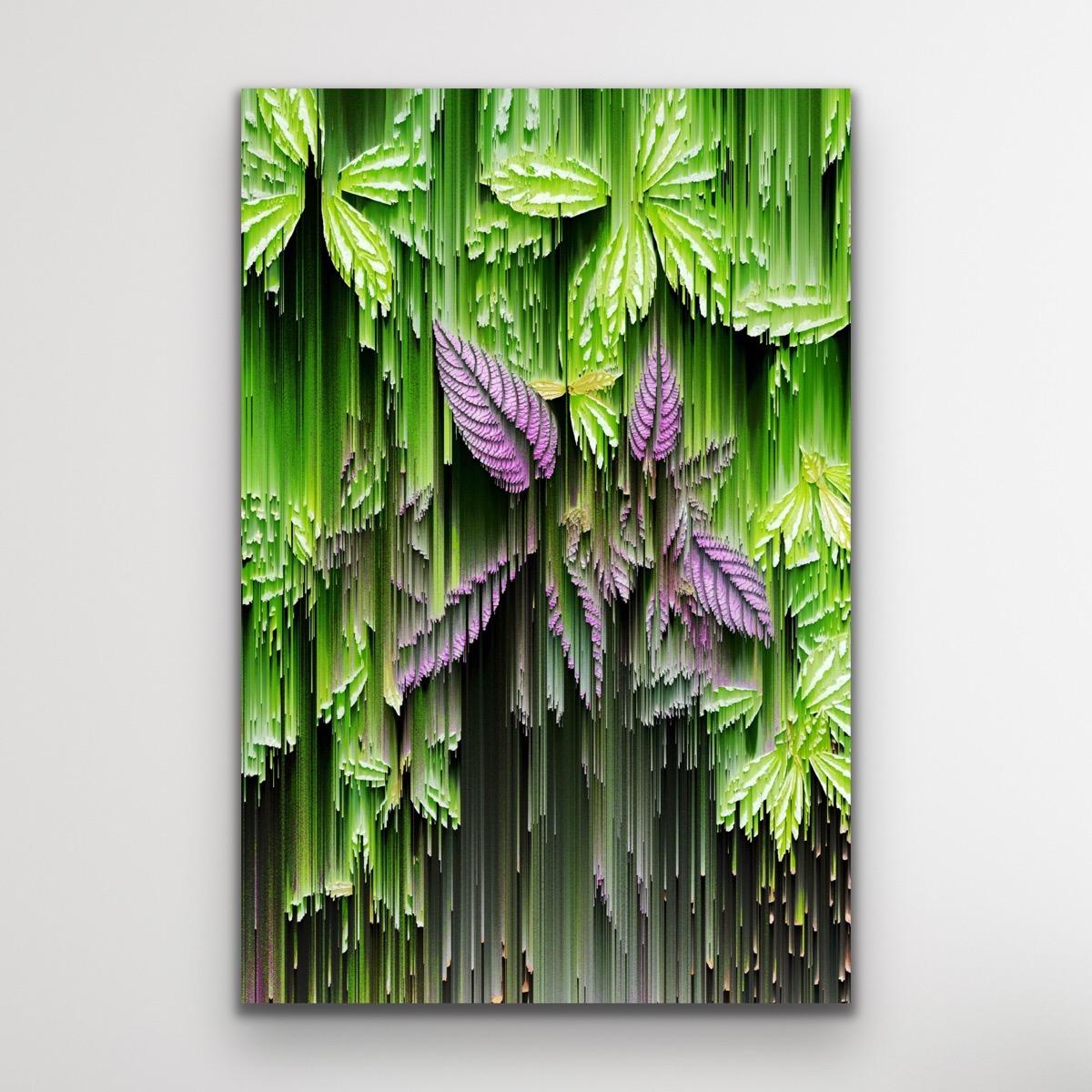 Unzählige abstrakte florale Kunst, grüne und rosa Kunst, futuristische Digitale Kunst (Geometrische Abstraktion), Photograph, von Katie Hallam
