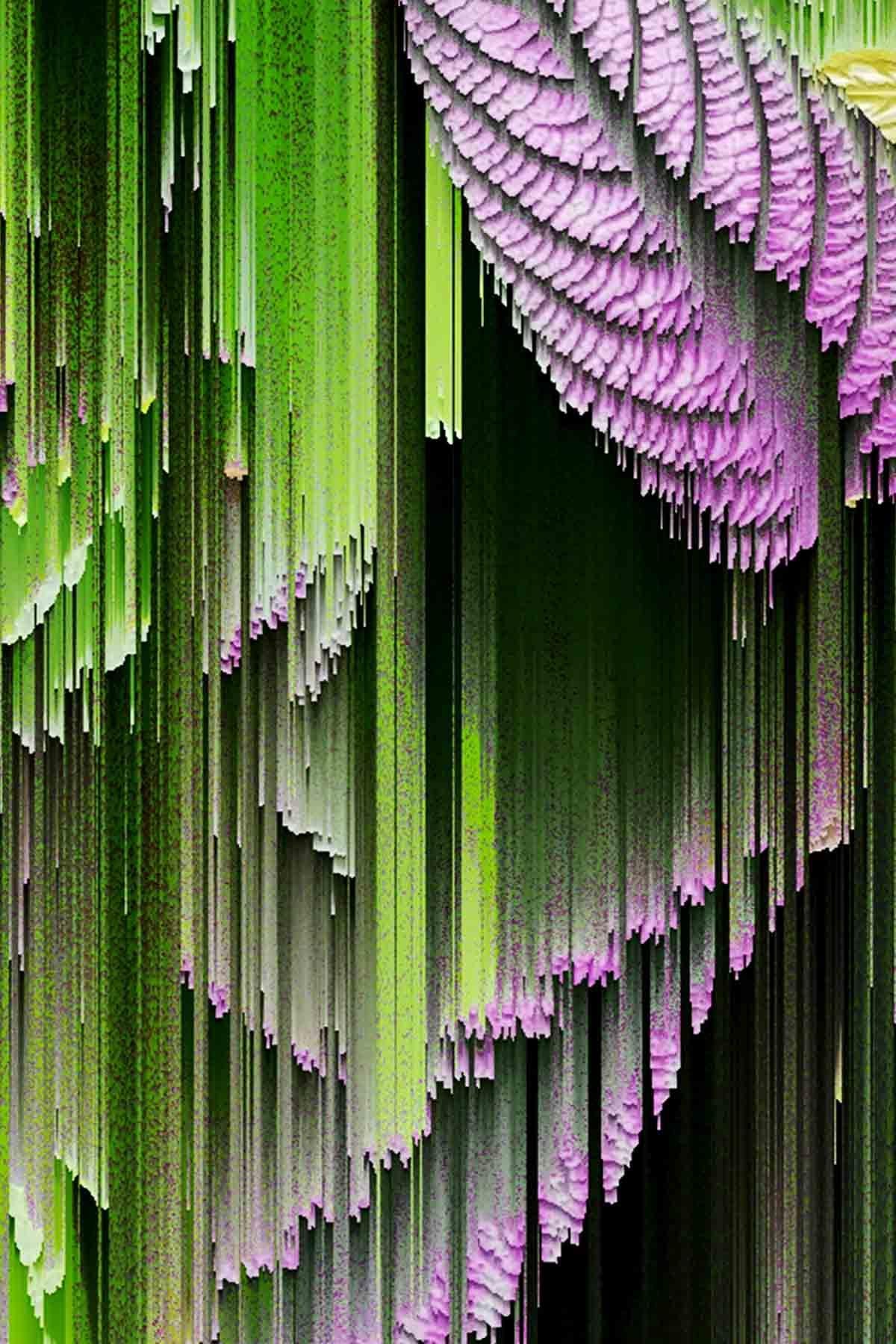 Unzählige abstrakte florale Kunst, grüne und rosa Kunst, futuristische Digitale Kunst im Angebot 1