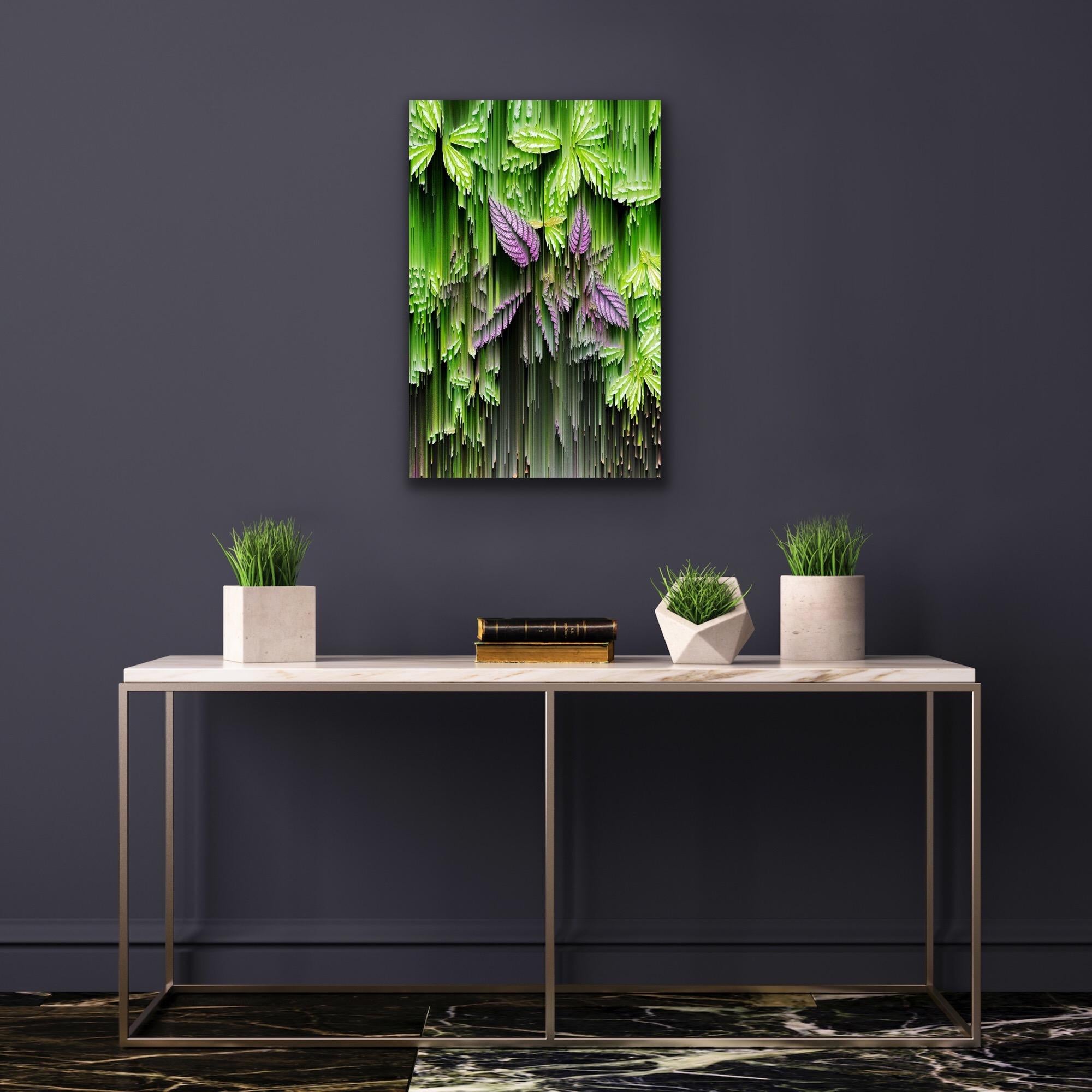 Outnumbered, Abstract Floral Art, Green and Pink Art, Futuristic Digital Art For Sale 3
