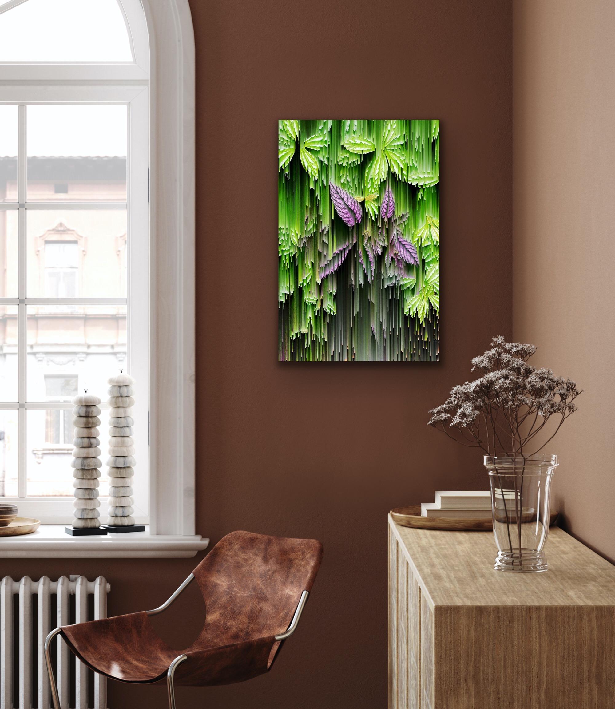 Outnumbered, Abstract Floral Art, Green and Pink Art, Futuristic Digital Art For Sale 4