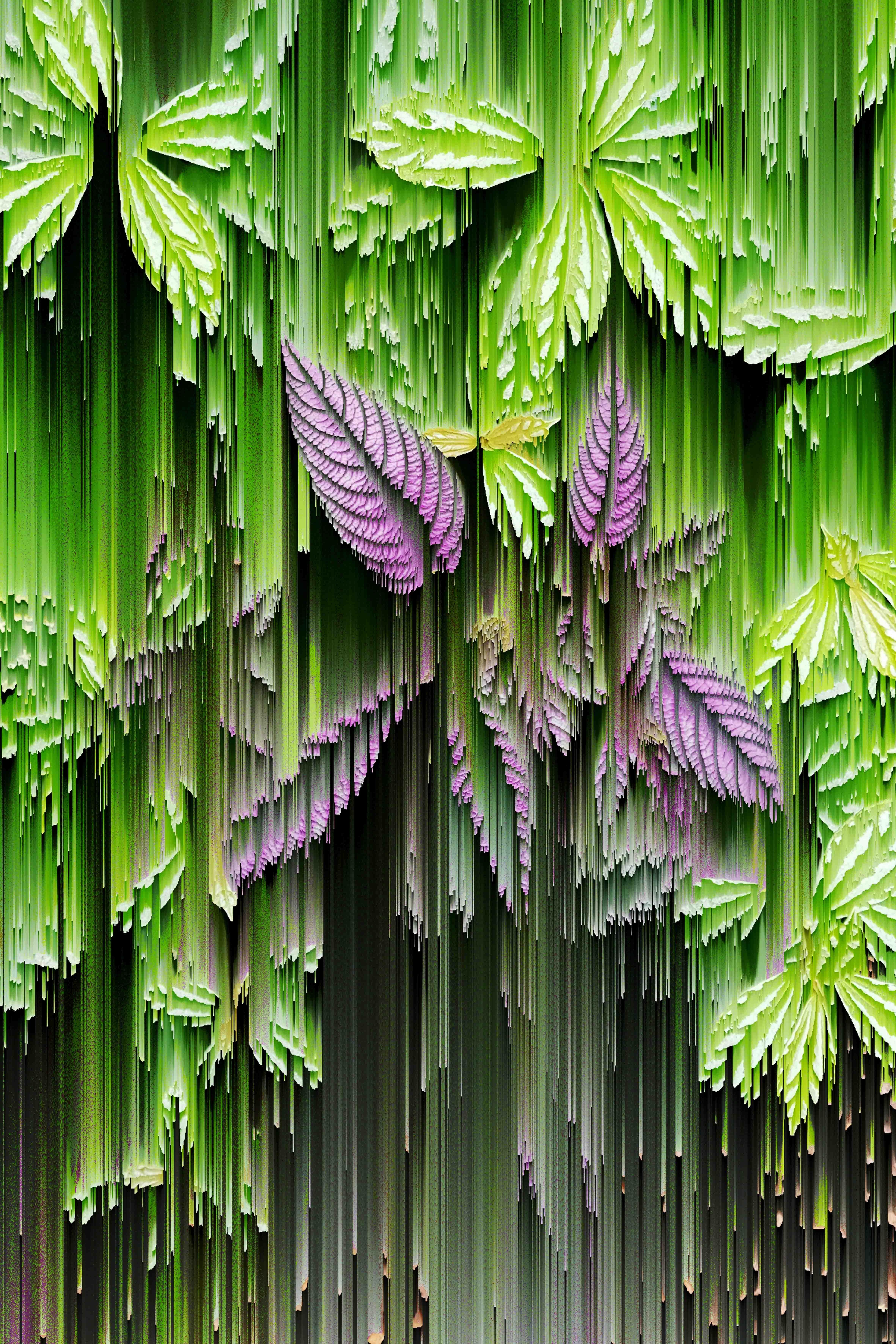 Katie Hallam Abstract Photograph – Unzählige abstrakte florale Kunst, grüne und rosa Kunst, futuristische Digitale Kunst