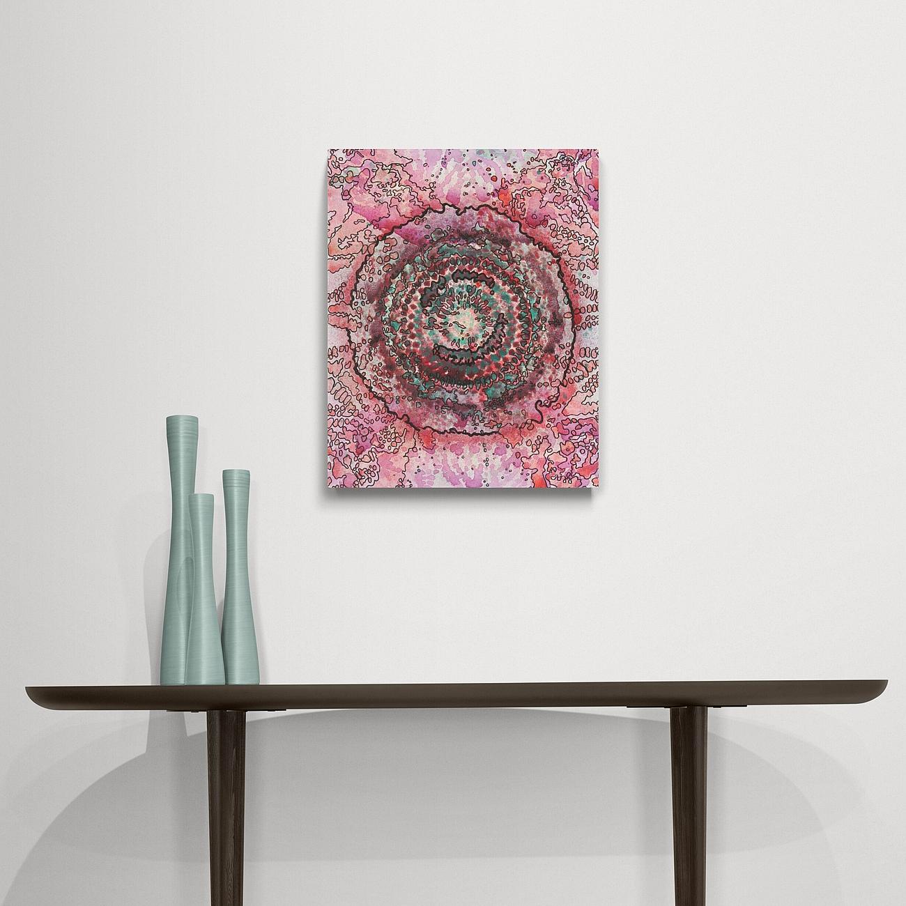 Stain 19, Original Contemporary Abstract Colorful Energetic Concentric Painting - Brown Abstract Painting by Katie Schutte