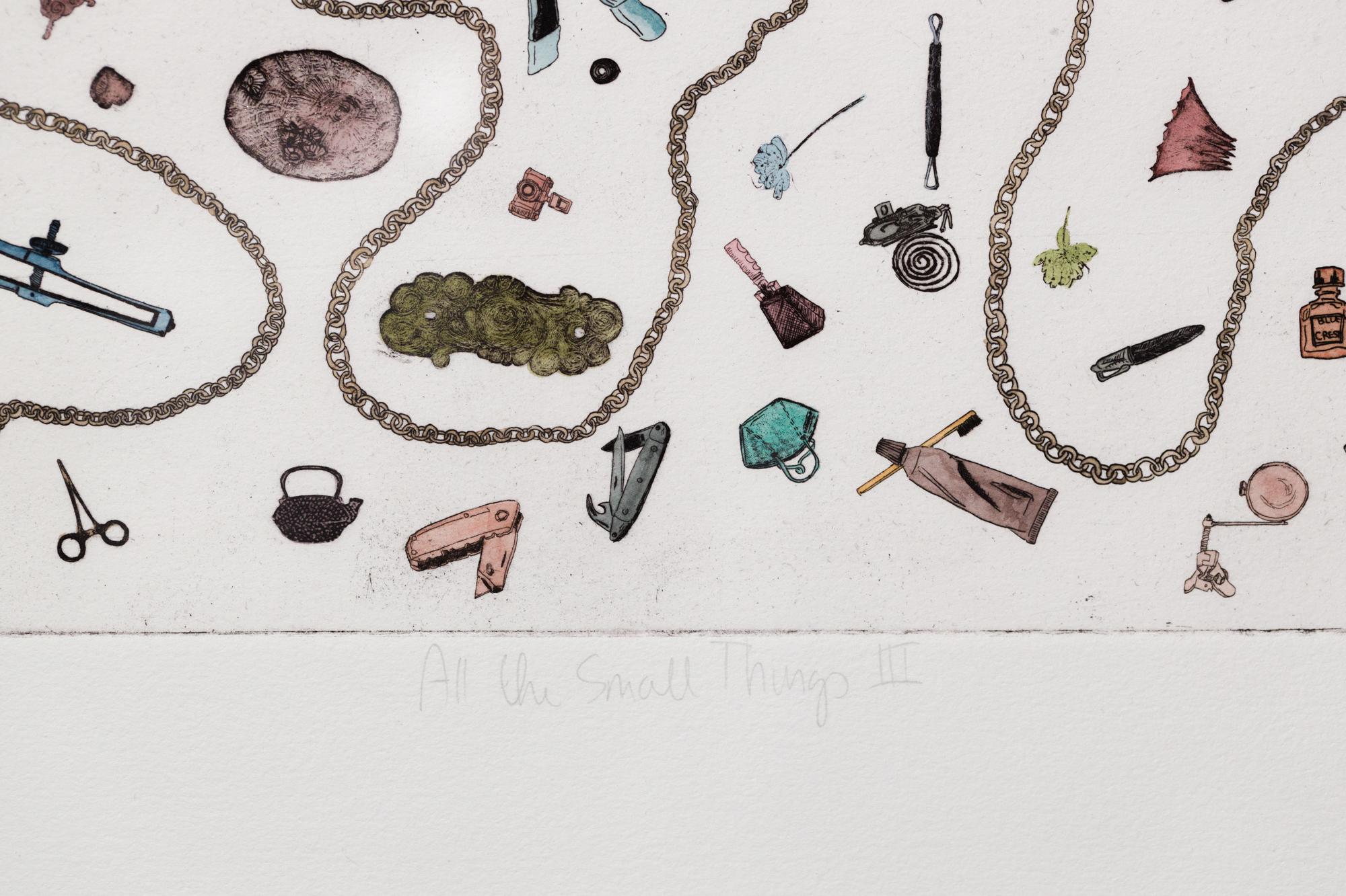 „All the Small Things III“-Intaglio, handkolorierte, geätzte Stilllebenobjekte im Angebot 1
