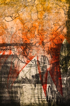 « Parce que la nuit VE 1/5 », entaille, colorée à la main, florale, flammes orange