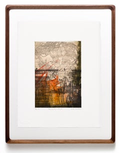 "Because the Night VE 2/5" Intaglio, hand colored, floral, orange flames