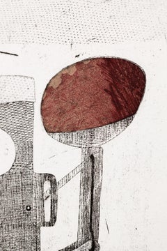 "Extraordinary Machine VE 1/6" Intaglio, hand colored, Industrial, egg motif