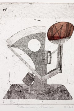 "Extraordinary Machine VE 3/6" Intaglio, hand colored, Industrial, egg motif