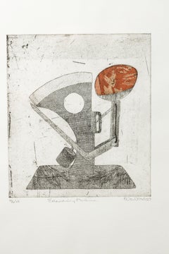 "Extraordinary Machine VE 4/6" Intaglio, hand colored, Industrial, egg motif