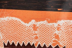 Fireplace: Unique 21st Century Relief Collagraph Print on Antique Paper