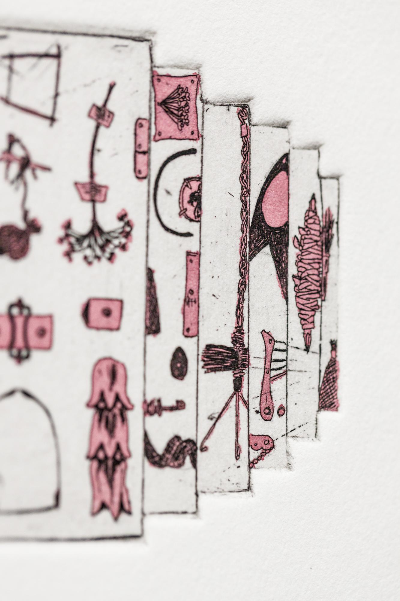 „Like a Pen VE 1/18“ Intaglio, handkolorierte, tool-Motive im Angebot 1
