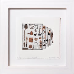 "Like a Pen VE 18/18" Intaglio, hand colored, tool motifs