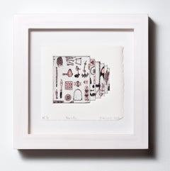 "Like a Pen VE 2/18" Intaglio, hand colored, tool motifs