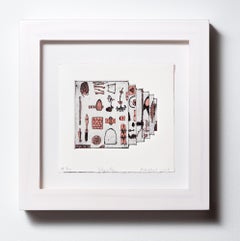 "Like a Pen VE 4/18" Intaglio, hand colored, tool motifs