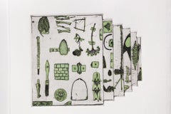 "Like a Pen VE 5/18" Intaglio, hand colored, tool motifs
