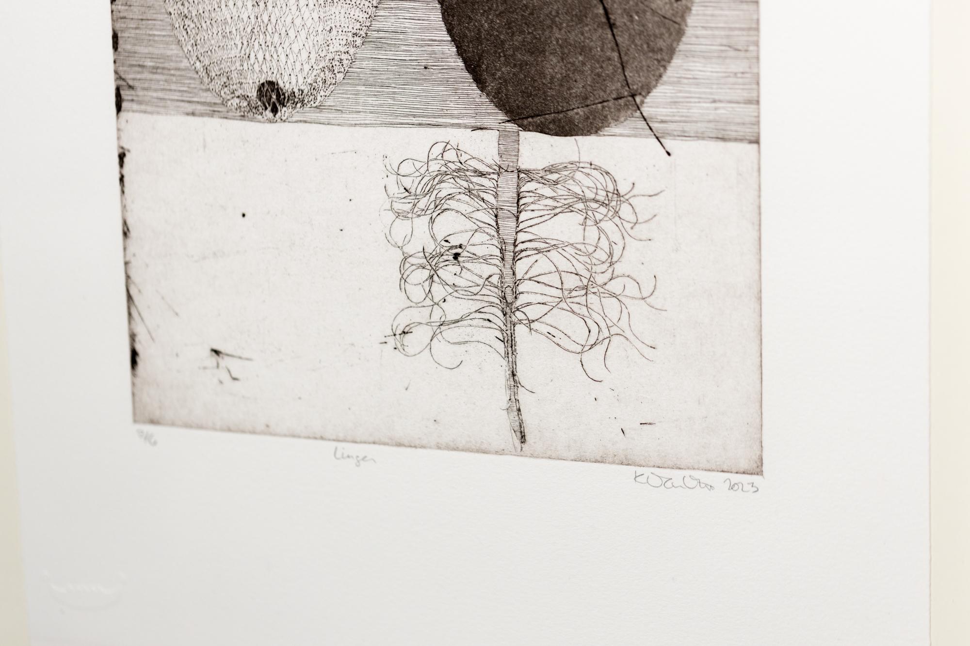 „Linger“, Intagliodruck mit Aquatinta, Radierung  (Zeitgenössisch), Mixed Media Art, von Katie VanVliet