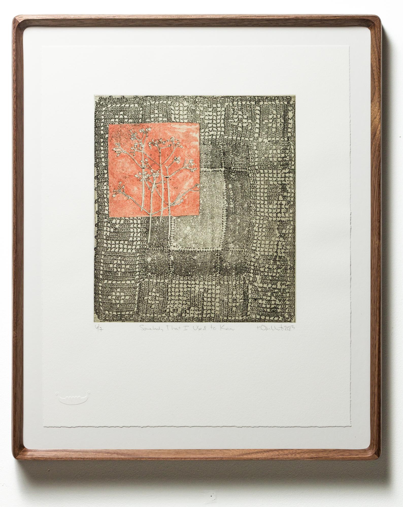 "Somebody That I Used to Know", Two Plate Intaglio Etching, Floral Motif