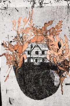 "The Secret Life of Plants VE 2/8" Intaglio, hand colored, house, leaves