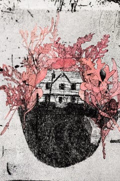 "The Secret Life of Plants VE 3/8" Intaglio, hand colored, house, leaves
