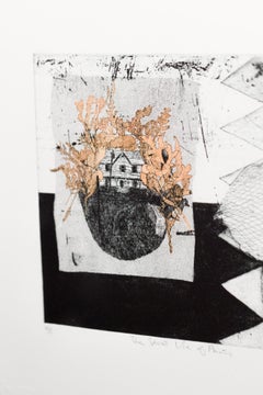 „The Secret Life of Plants VE 4/8“ Intaglio, handkoloriert, Haus, Blätter