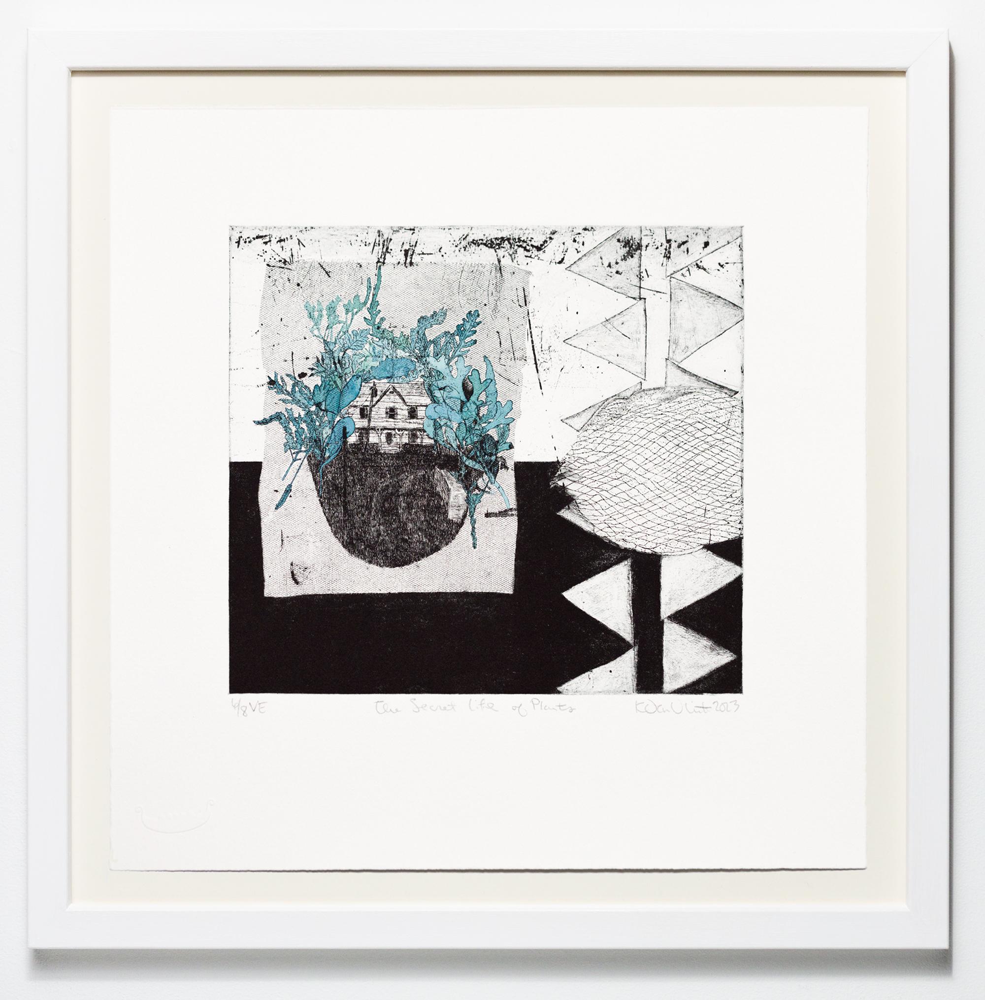 „The Secret Life of Plants VE 6/8“ Intaglio, handkoloriert, Haus, Blätter im Angebot 6