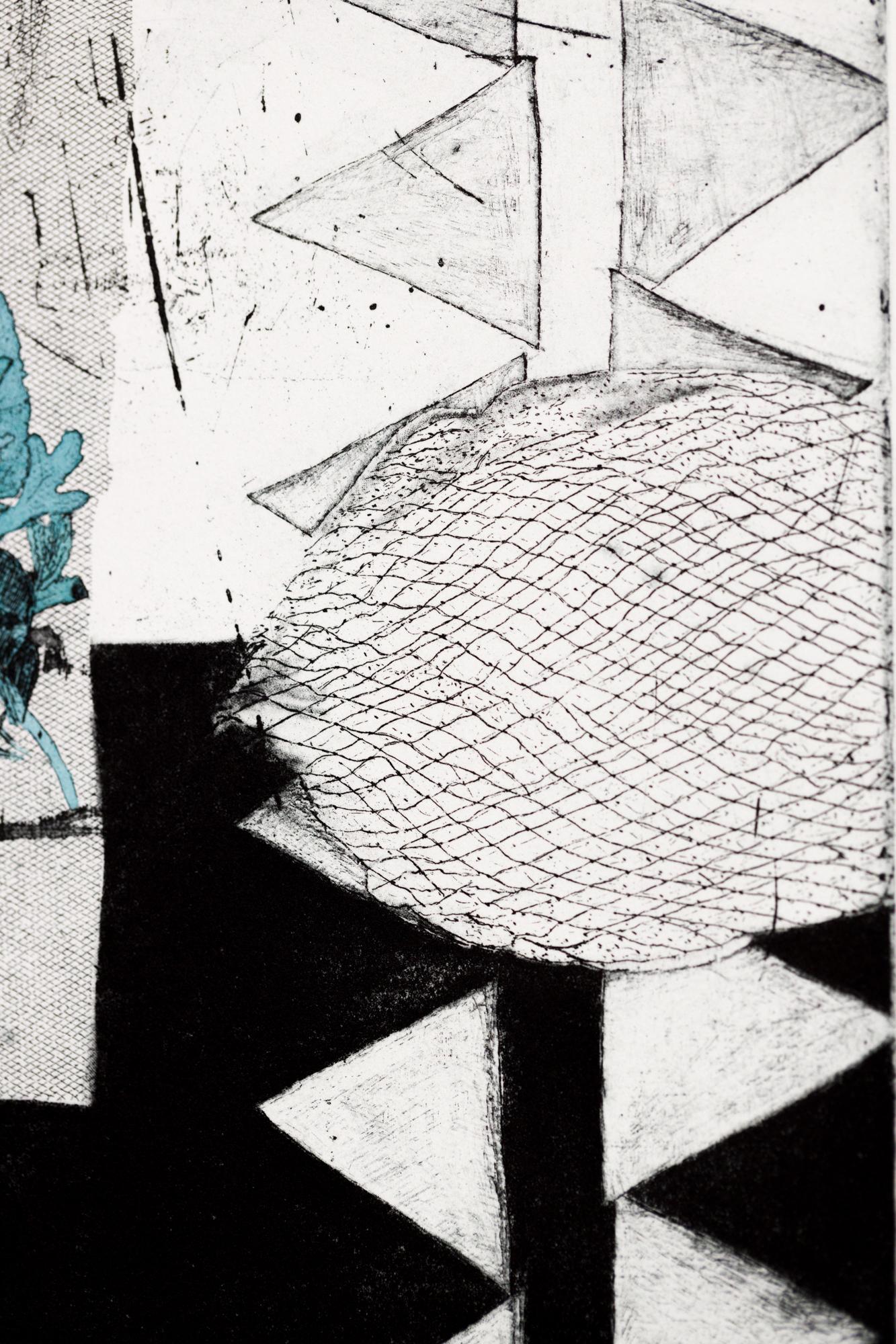 „The Secret Life of Plants VE 6/8“ Intaglio, handkoloriert, Haus, Blätter (Zeitgenössisch), Print, von Katie VanVliet