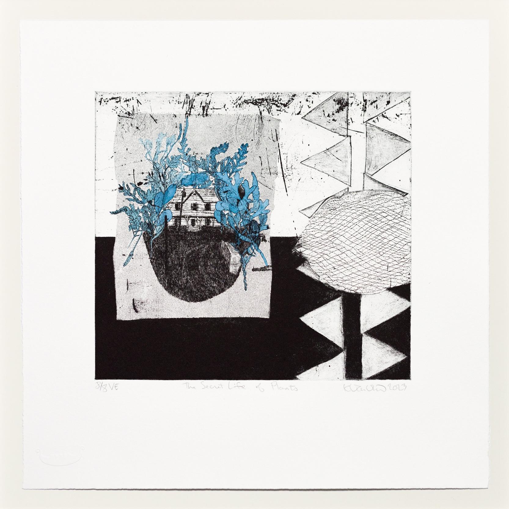 « The Secret Life of Plants VE 8/8 », entaille, colorée à la main, maison, feuilles - Print de Katie VanVliet