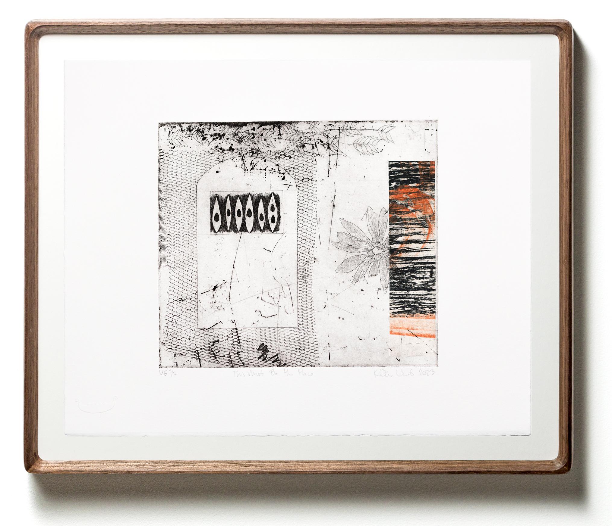 Katie VanVliet Abstract Print - "This Must Be the Place VE 3/7" Intaglio, hand colored, texture