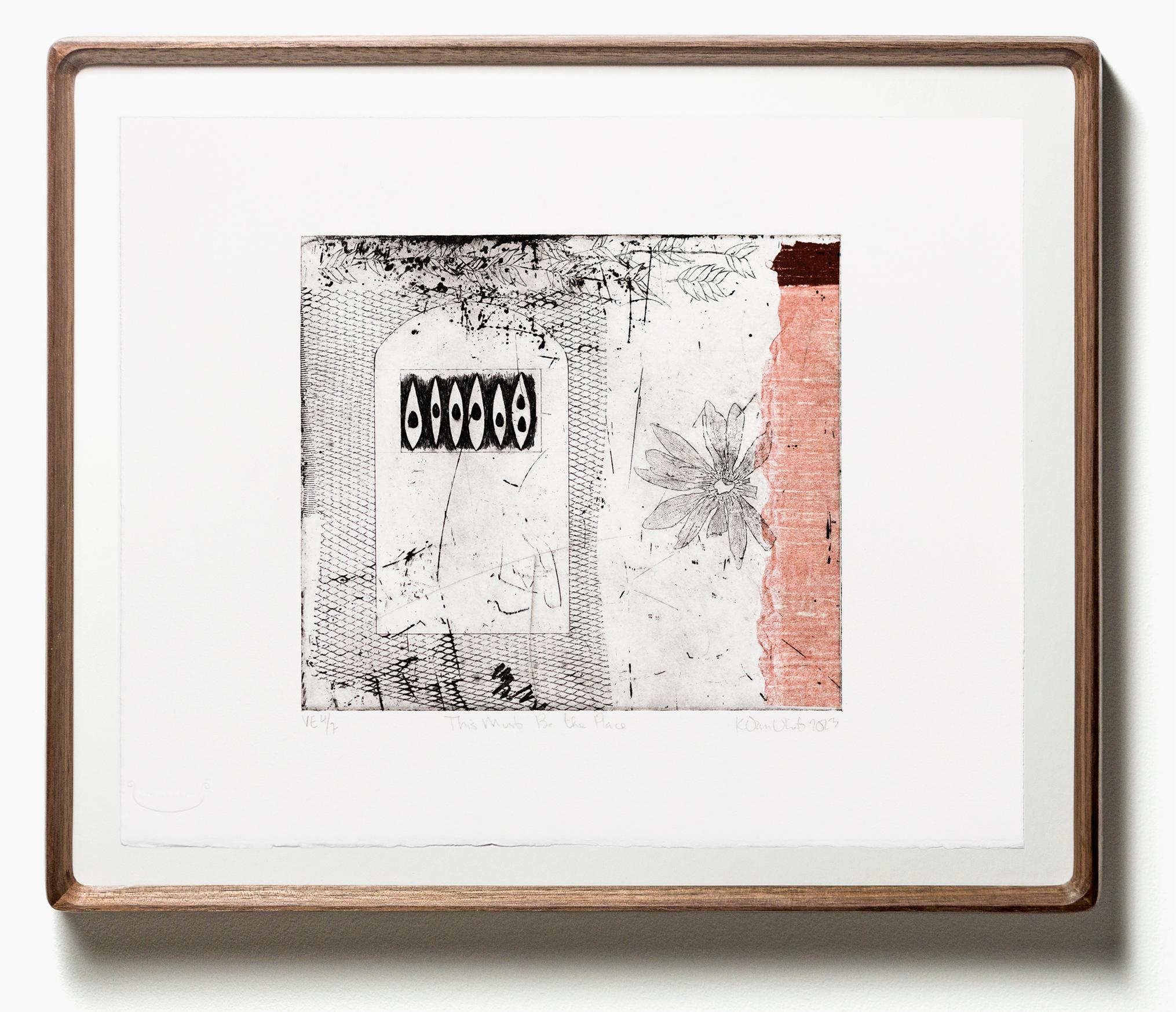 Katie VanVliet Abstract Print - "This Must Be the Place VE 4/7" Intaglio, hand colored, texture