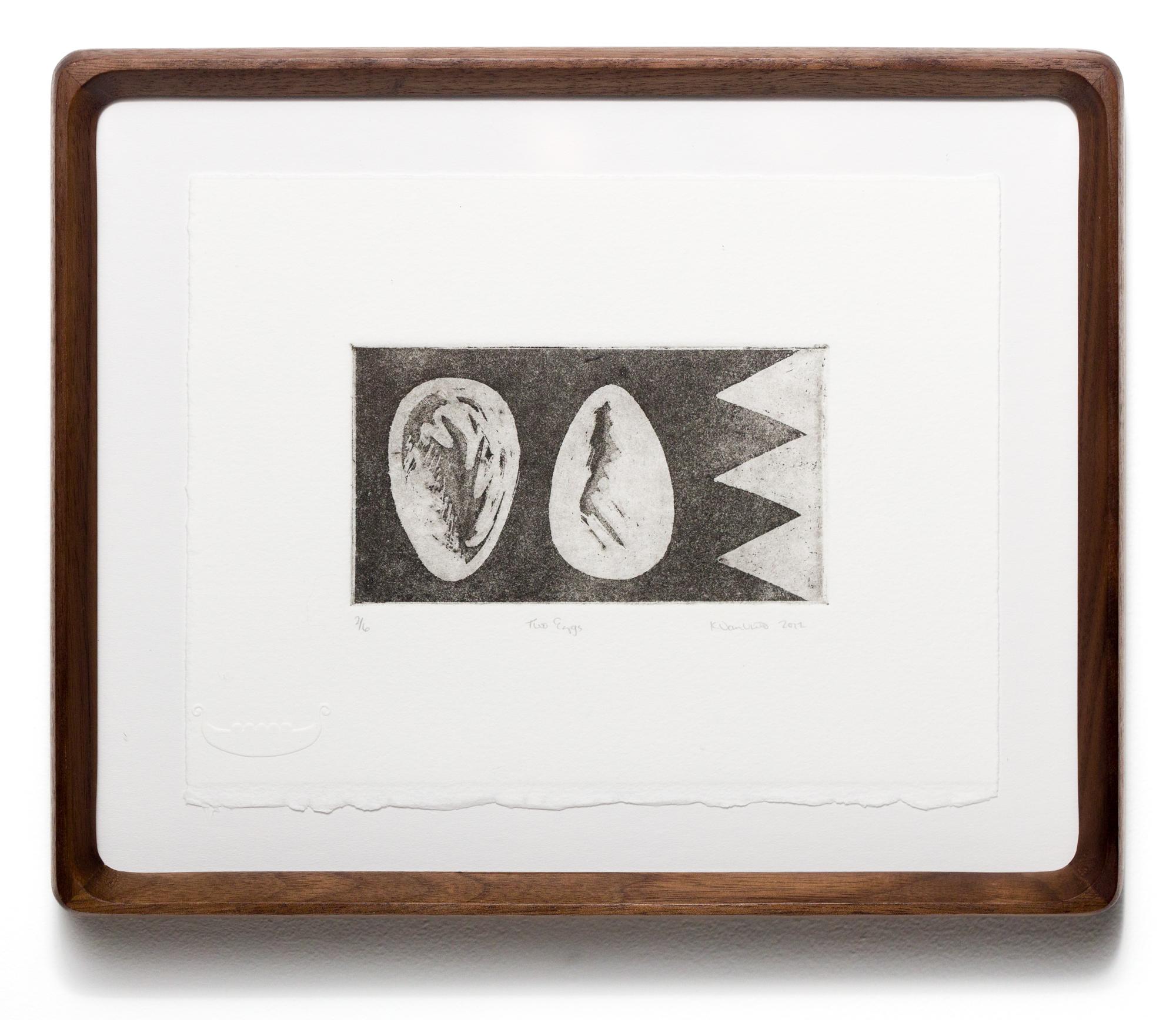 "Two Eggs", Aquatint Etching, Egg Motif, Representation of Common Objects - Print by Katie VanVliet