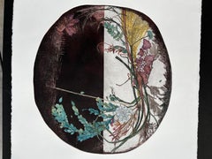 Weed Wreath Intaglio Print, Hand Colored, 21st Century, Edition 4/6