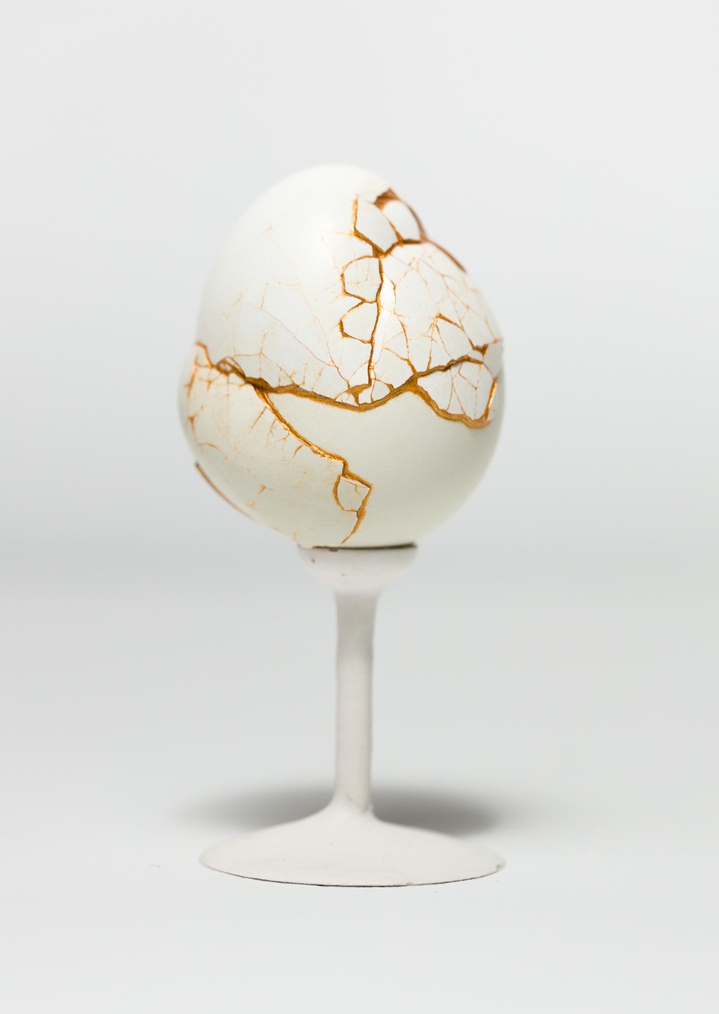Katie VanVliet Still-Life Sculpture - "Chimaera: Green #14", Reconstructed egg sculpture