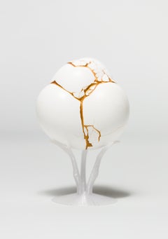 "Chimaera: White #2", Found Object Sculpture, Egg Motif