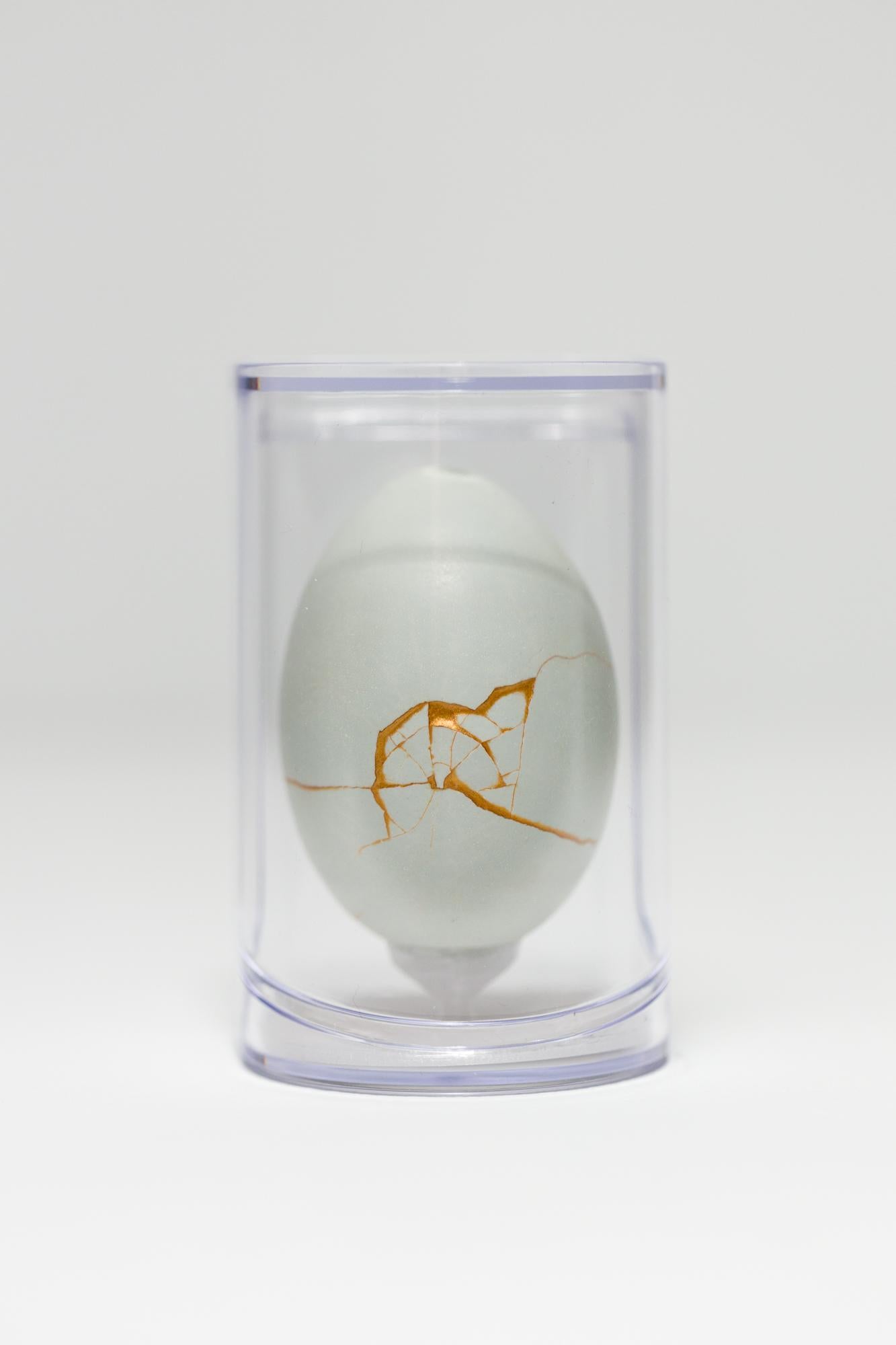 "Day in the Life: Double Yolk #1", Found Object Sculpture, Egg Motif - Mixed Media Art by Katie VanVliet