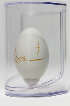 "Day in the Life: Green #29", Found Object Sculpture, Egg Motif