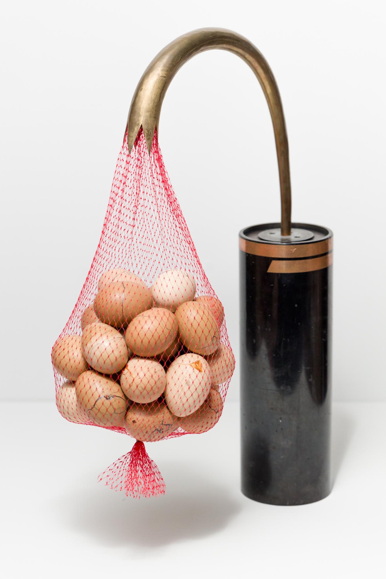 "Expecting to Fly", Found Object assemblage, reconstructed egg